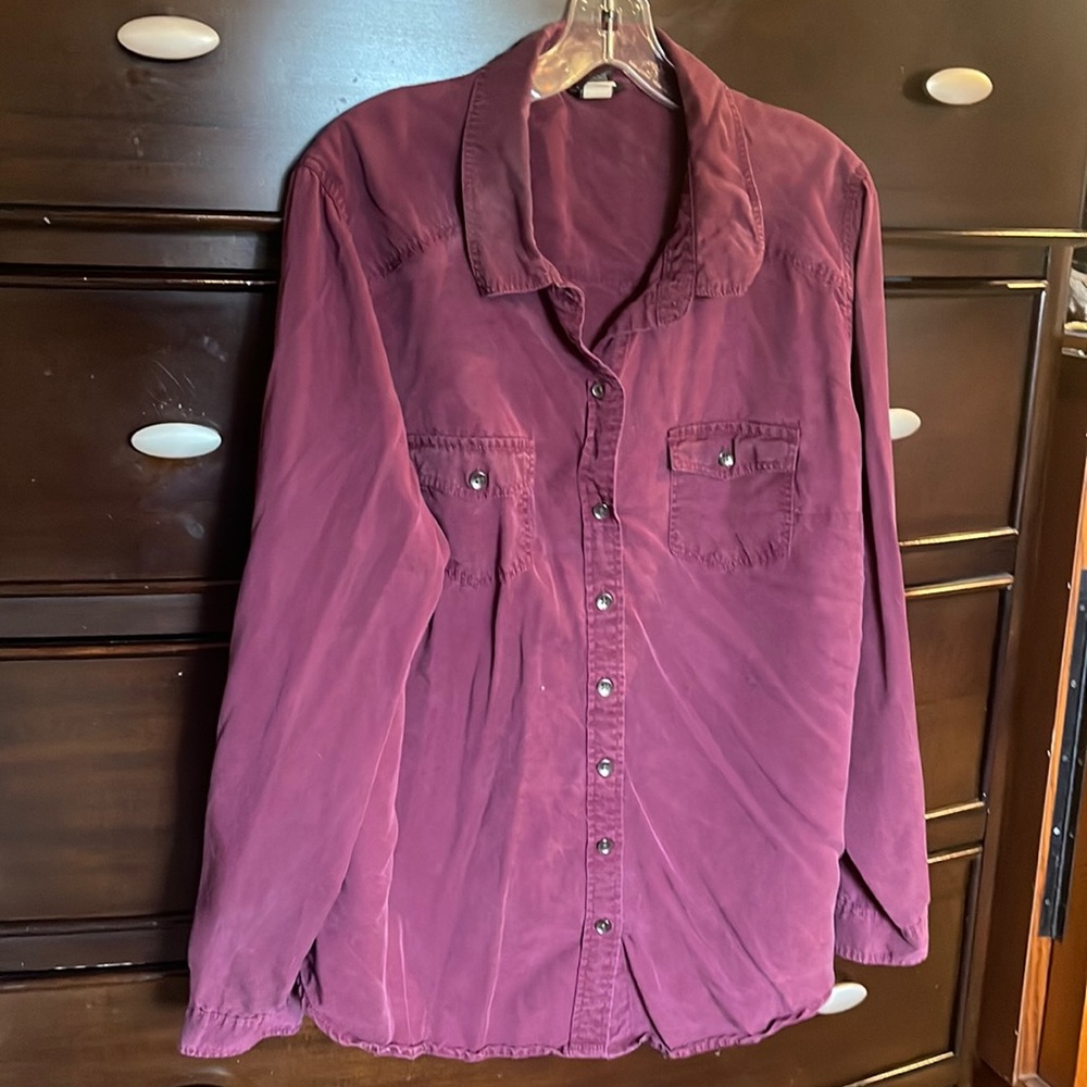 Torrid wine colored long sleeve button down Tencel fabric